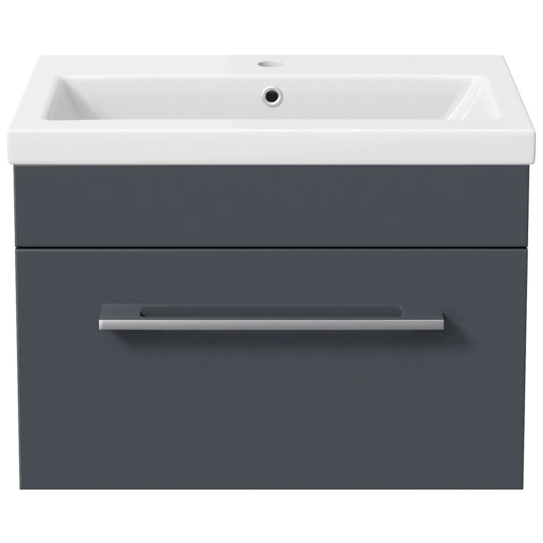 600mm Bathroom Wall Hung Vanity Unit Basin Storage Cabinet Furniture Grey Gloss