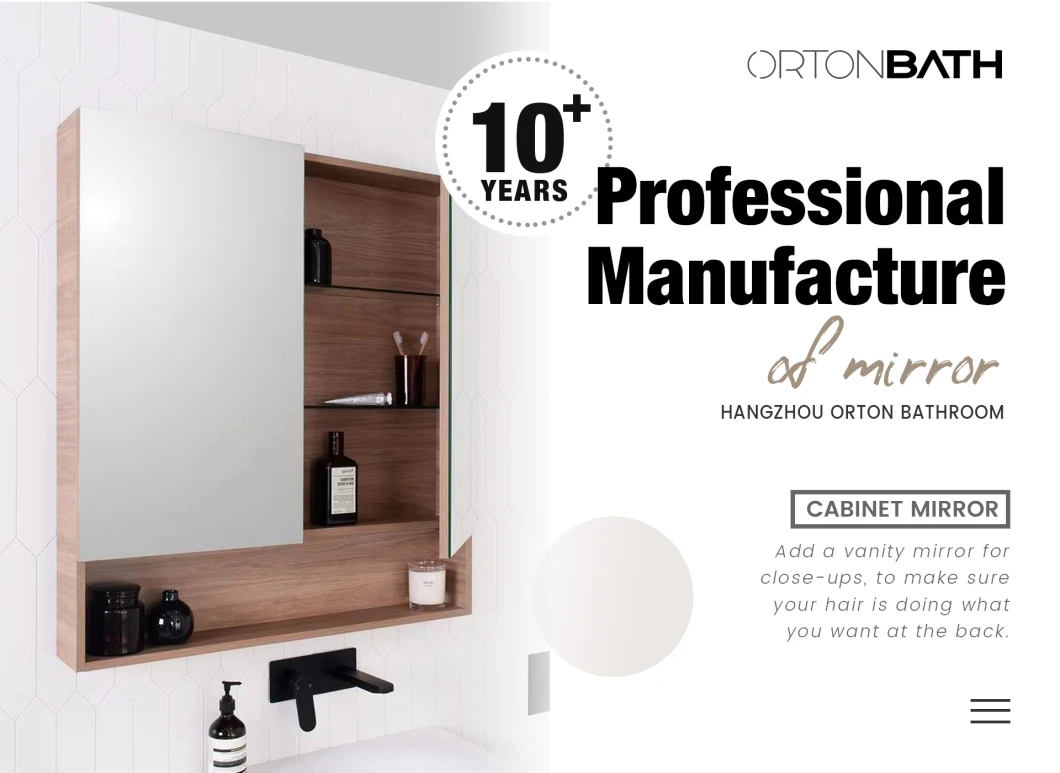 Ortonbath LED Bathroom Mirror Cabinet, Black Bathroom Cabinet with Mirror, Medicine Cabinet, Medicine Cabinet for Bathroom, Dimmer, Adjustable Wall Mirror