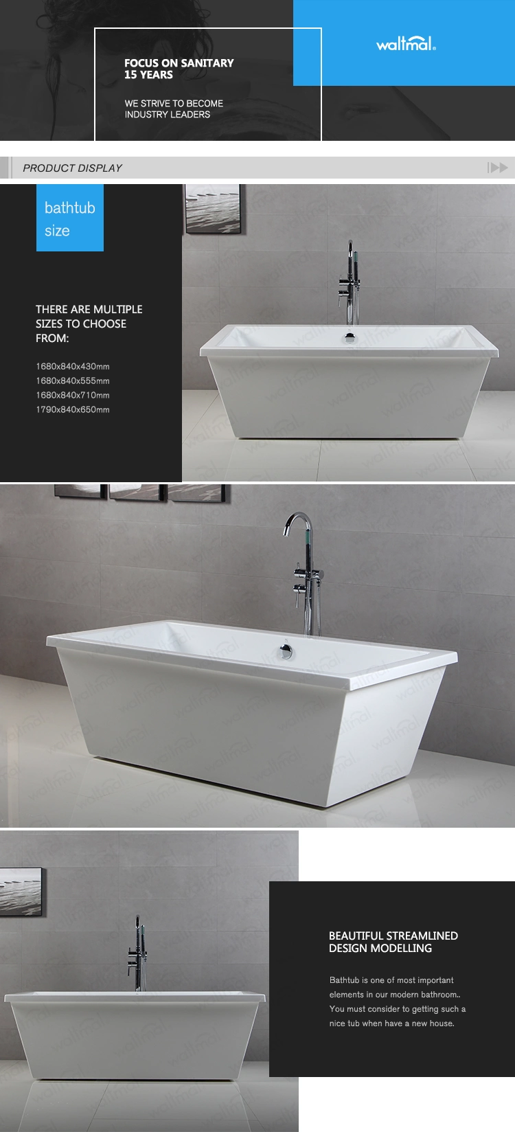 Popular Cheap Acrylic/ABS Bath Tub Freestanding