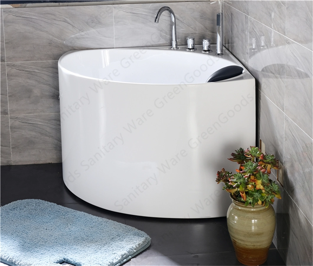 CE Wholesale Chinese Guangzhou Simple Type One Person Soaking Tubs White Acrylic ABS Resin Seamless Freestanding Corner Bathtubs