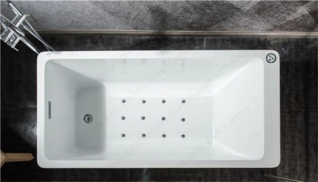 CE Hot Sale Pinghu White ABS Acrylic Rectangle Large Bath Single Personal Freestanding Hydro Jet Whirlpool Massage Bathtubs