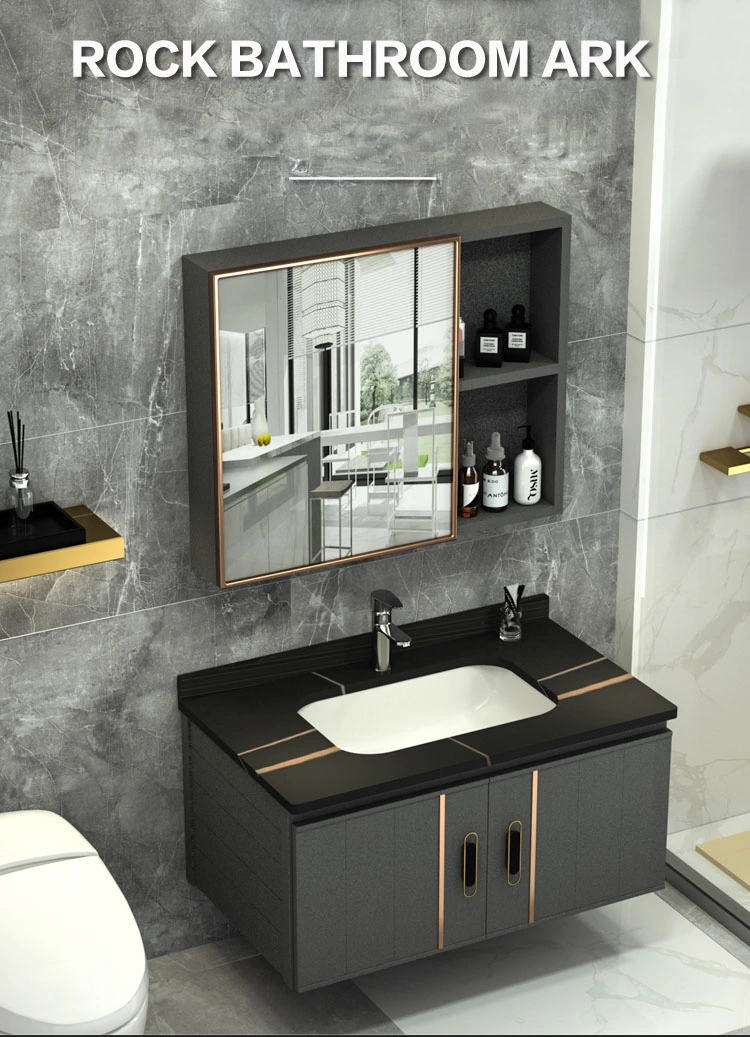 Guangdong Factory Sanitary Ware Black Wall Hung Double Vanity Unit and Basin Bathroom Vanity Cabinet