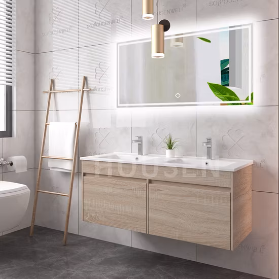 Produtos de luxo por atacado Armário de banheiro de hotel pendurado na parede com armários de pia de banheiro Móveis com penteadeira de espelho