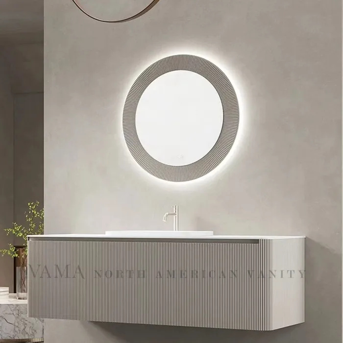 Armário de banheiro com efeito ondulado moderno de alta qualidade Vama com pia única