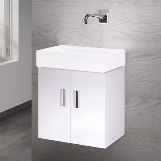 Armário de parede suspenso de grão de floresta 400 mm para banheiro